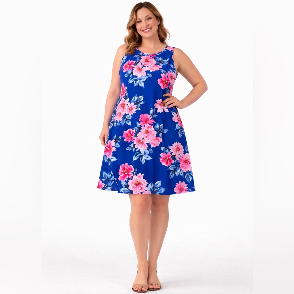 JH Floral Sleeveless Swing Dress